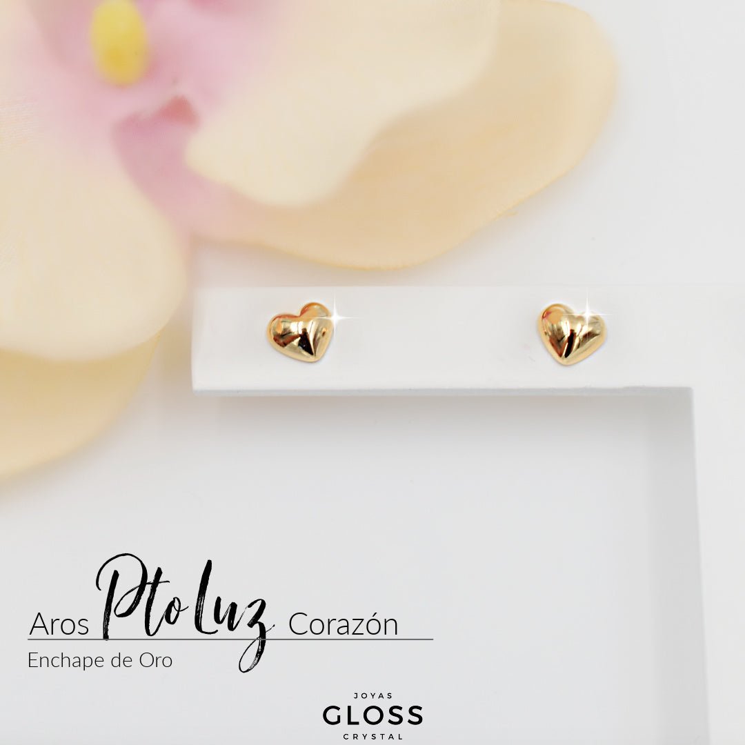 Aros punto de Luz Corazón - Joyas Gloss Crystal