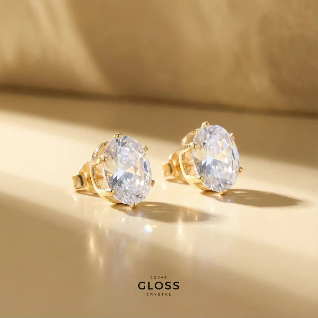 Aros Punto de Luz Ofelia baño de Oro 18k - Joyas Gloss Crystal