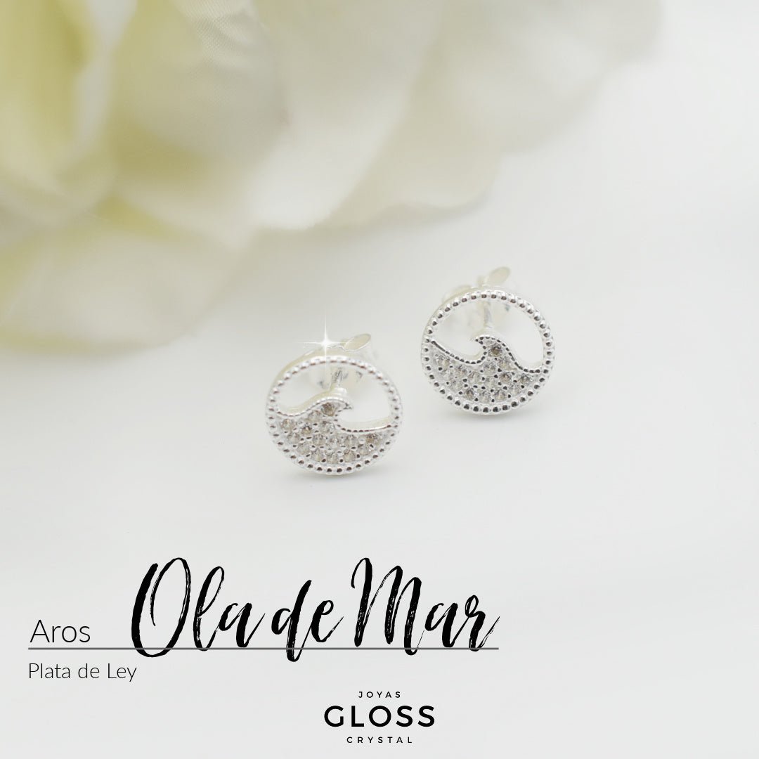 Aros Punto Luz Plata Ola de Mar - Joyas Gloss Crystal