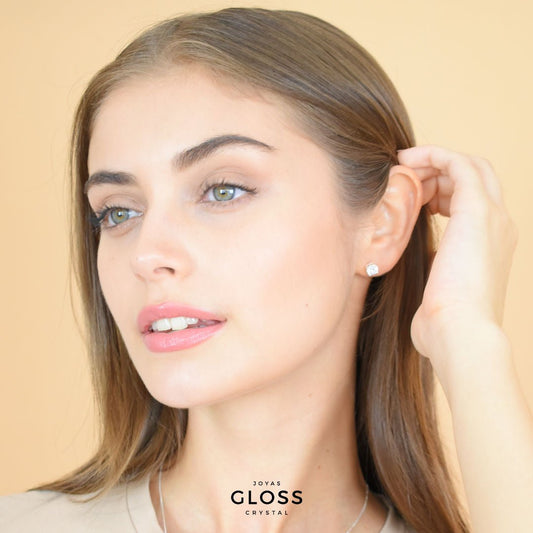 Aros Punto Luz Plata Redondos - Joyas Gloss Crystal