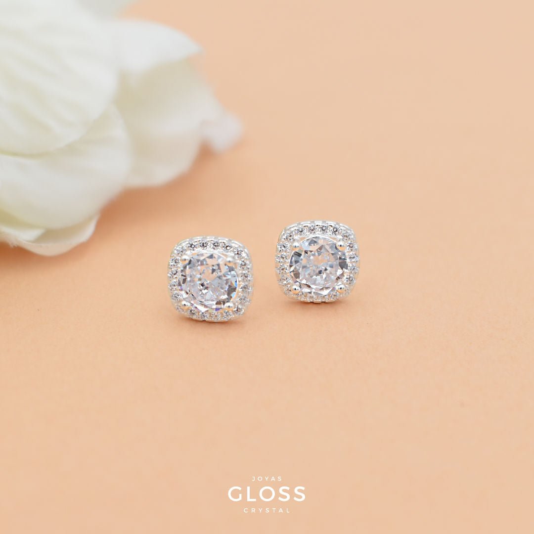 Aros Punto Luz Reina Cuadrado - Joyas Gloss Crystal
