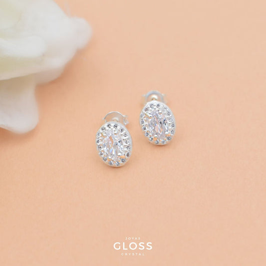 Aros Punto Luz Reina Ovalado - Joyas Gloss Crystal