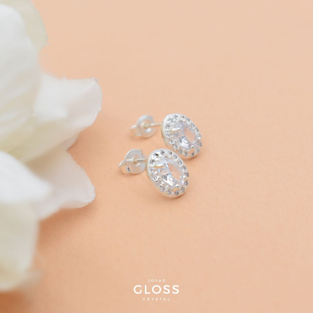 Aros Punto Luz Reina Ovalado - Joyas Gloss Crystal