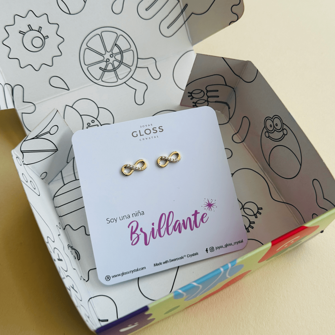 Aros Soy Una Niña Brillante Infinito - Joyas Gloss Crystal