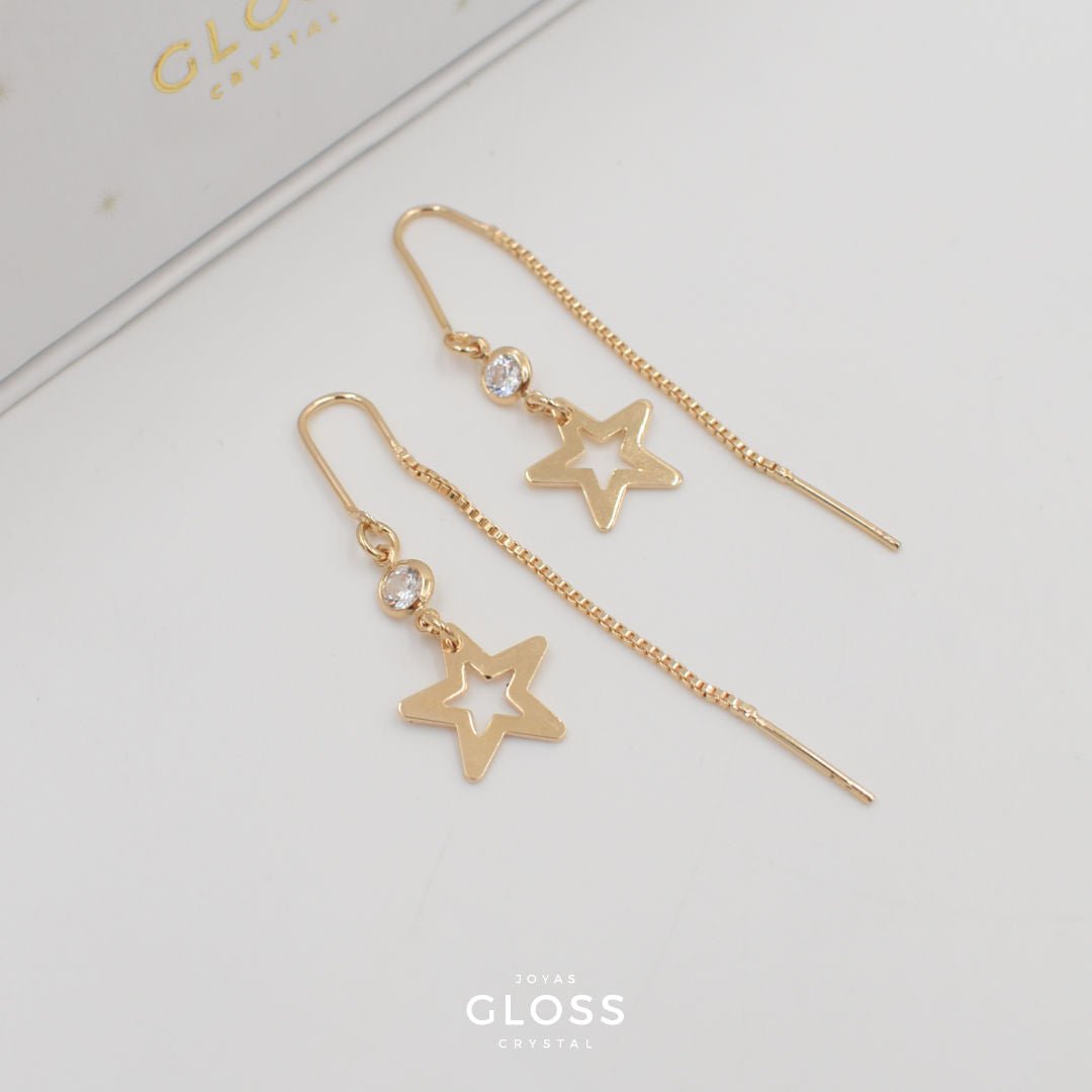 Aros Star Oro - Joyas Gloss Crystal