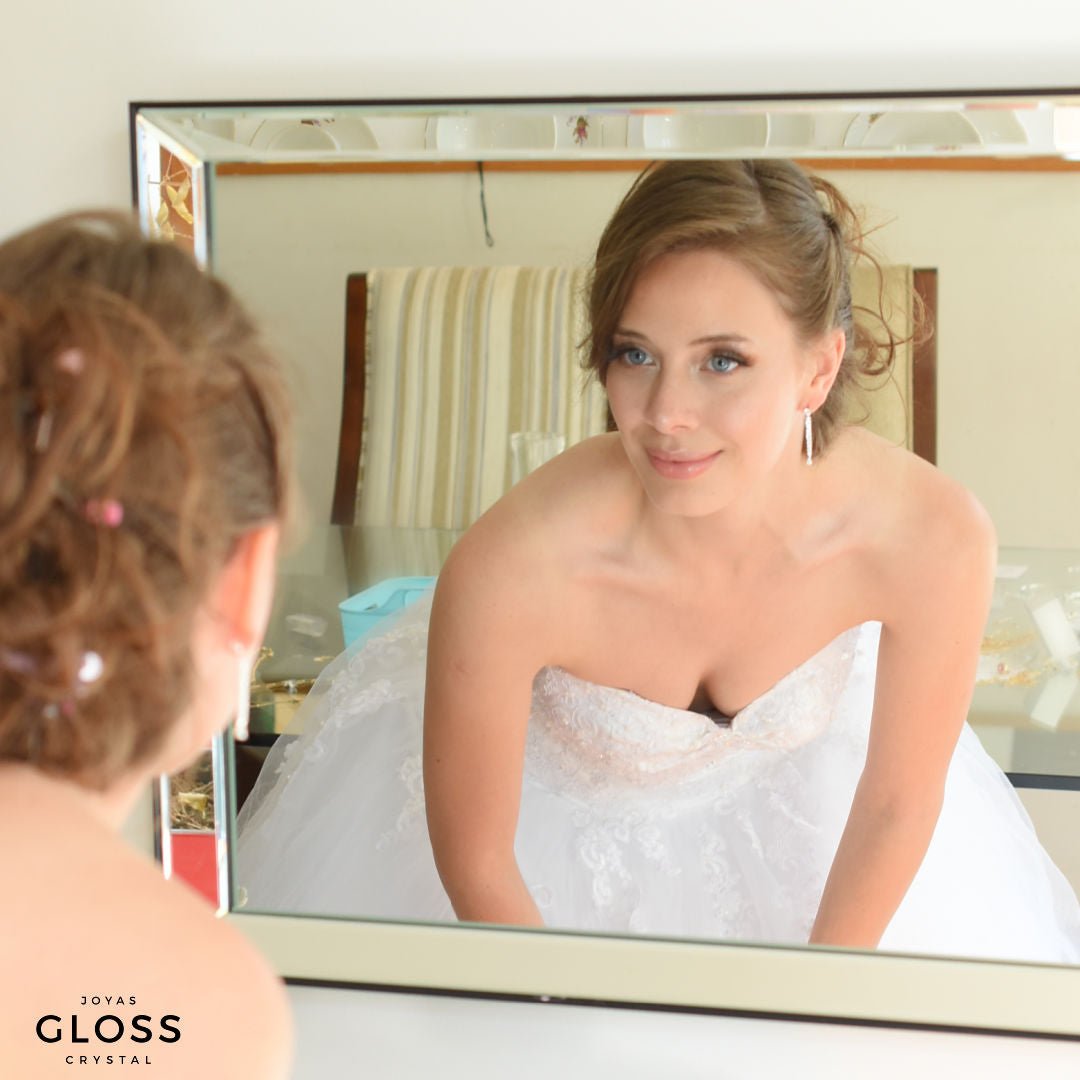 Aros Tendencia Novia Plata Circón - Joyas Gloss Crystal