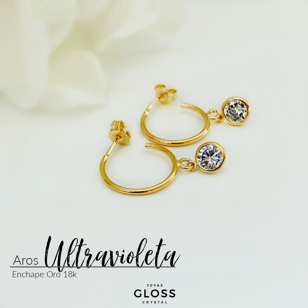 Aros Ultravioleta Circón - Joyas Gloss Crystal