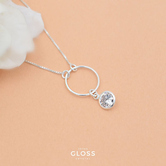 Collar Círculo Plata - Joyas Gloss Crystal