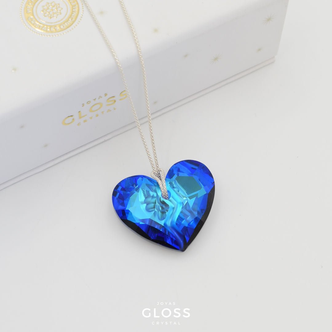 Collar Corazón Profundo Bermuda Blue - Joyas Gloss Crystal