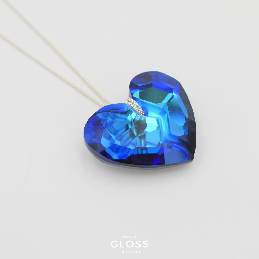 Collar Corazón Profundo Bermuda Blue - Joyas Gloss Crystal