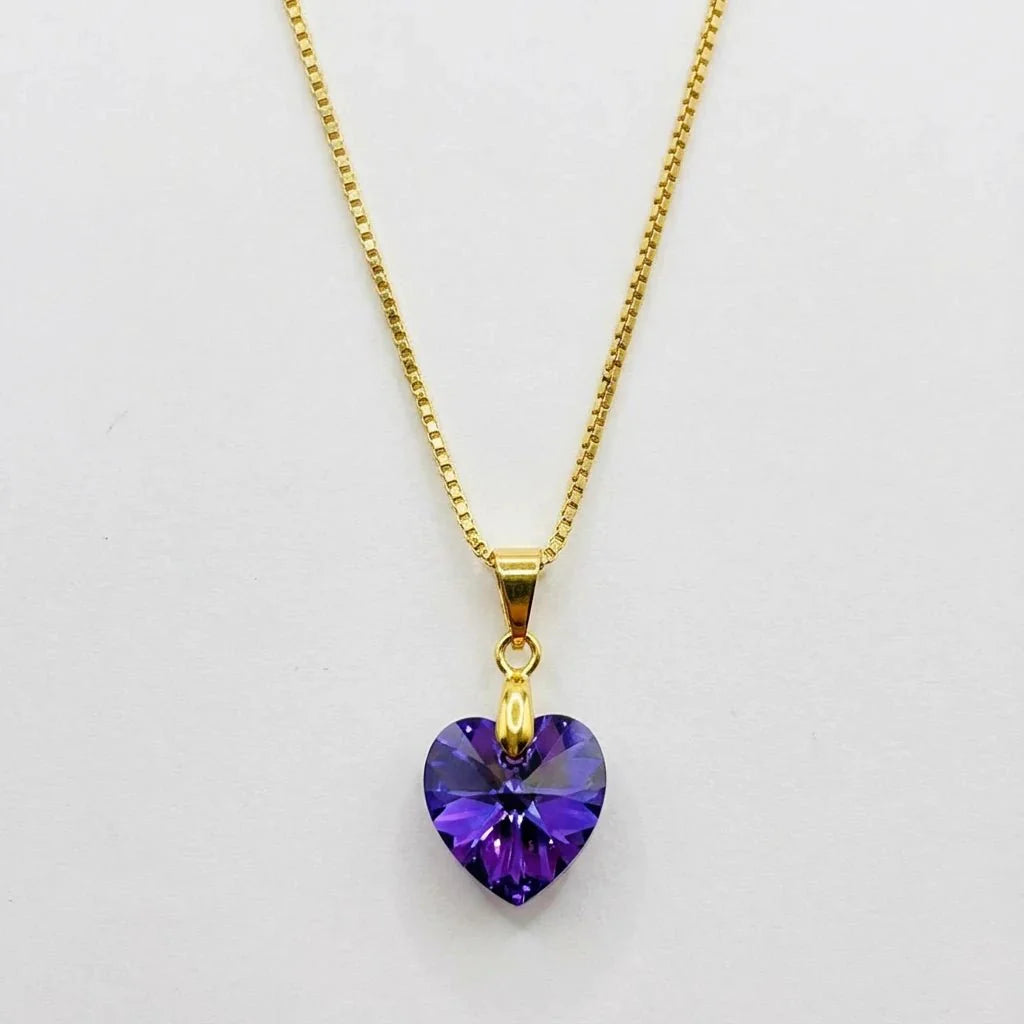 Collar Corazón Titanic Helitrope Baño de Oro - Joyas Gloss Crystal