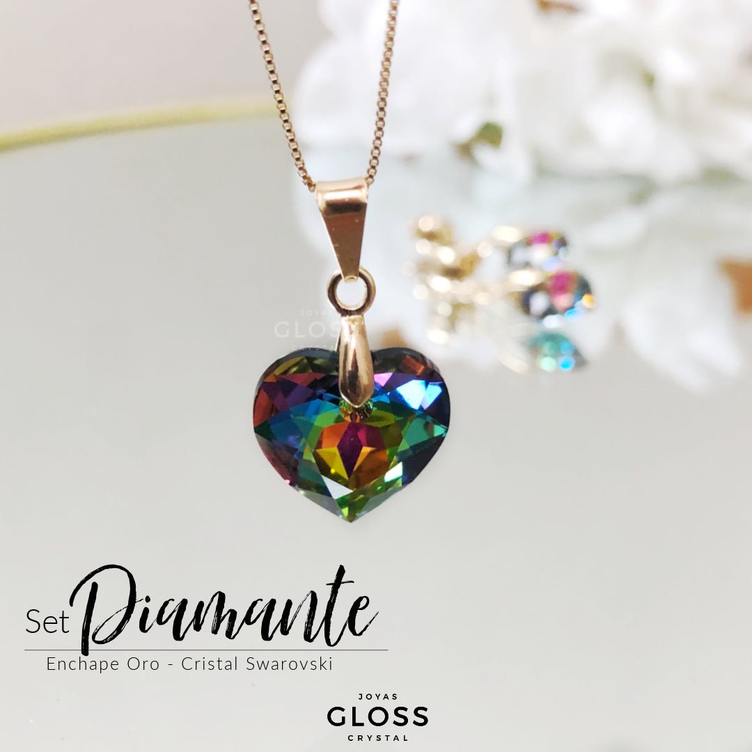 Collar Corazón Titanic Vitrail Medium Baño de Oro - Joyas Gloss Crystal