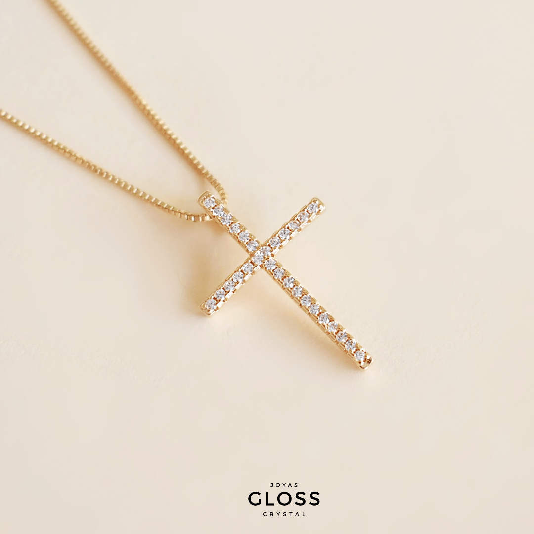 Collar Cruz Divina Oro - Joyas Gloss Crystal