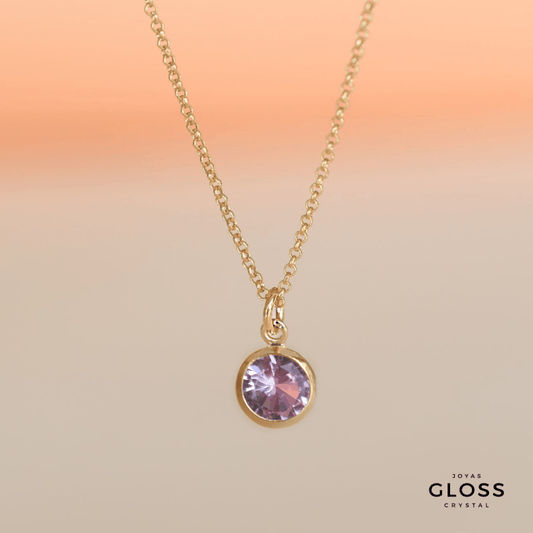 Collar Dalia Amatista Punto Luz Oro - Joyas Gloss Crystal