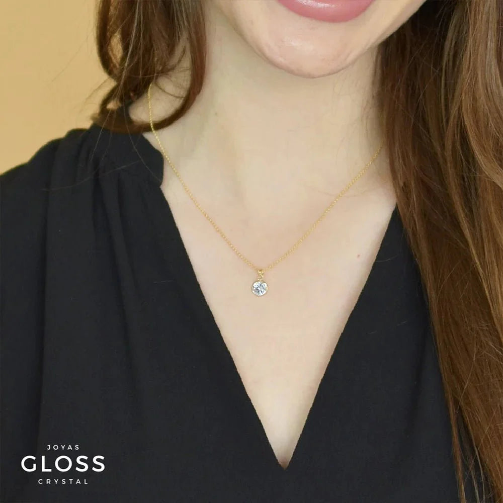 Collar Dalia Crystal Punto Luz Oro - Joyas Gloss Crystal