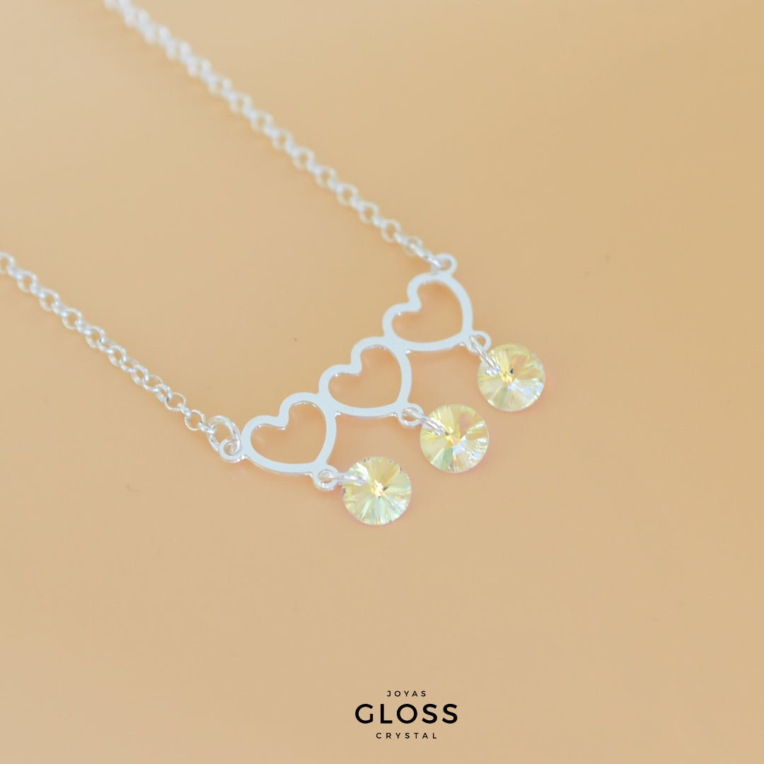 Collar día de la Madre Plata Mom Triple - Joyas Gloss Crystal