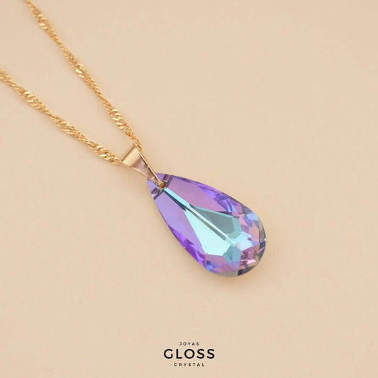 Collar Diana Gota Vitrail Light Baño de Oro - Joyas Gloss Crystal