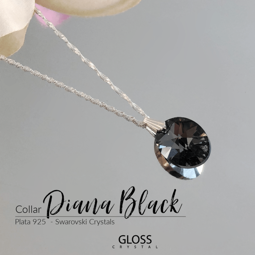Collar Diana Negro Cristal Genuino - Joyas Gloss Crystal