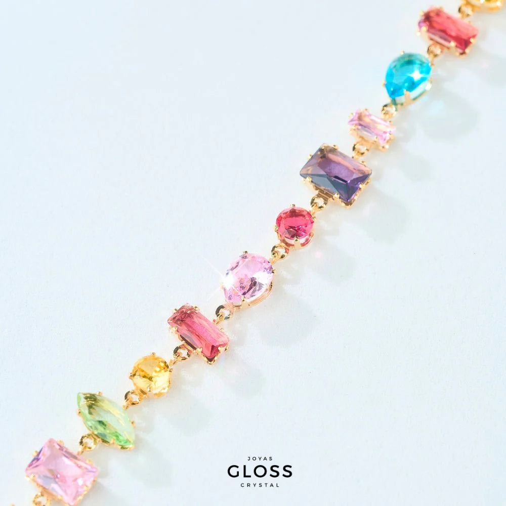Collar Emperatriz Colores Baño de Oro 18k - Joyas Gloss Crystal