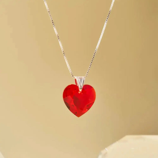 Collar Enamorados Rojo Plata - Joyas Gloss Crystal