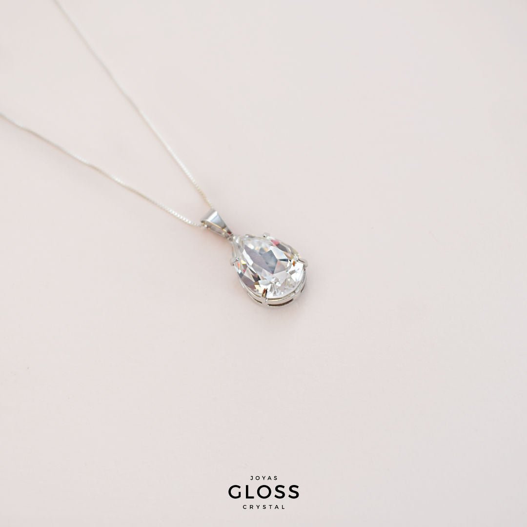 Collar Gota Diamonds Crystal Rodinado - Joyas Gloss Crystal