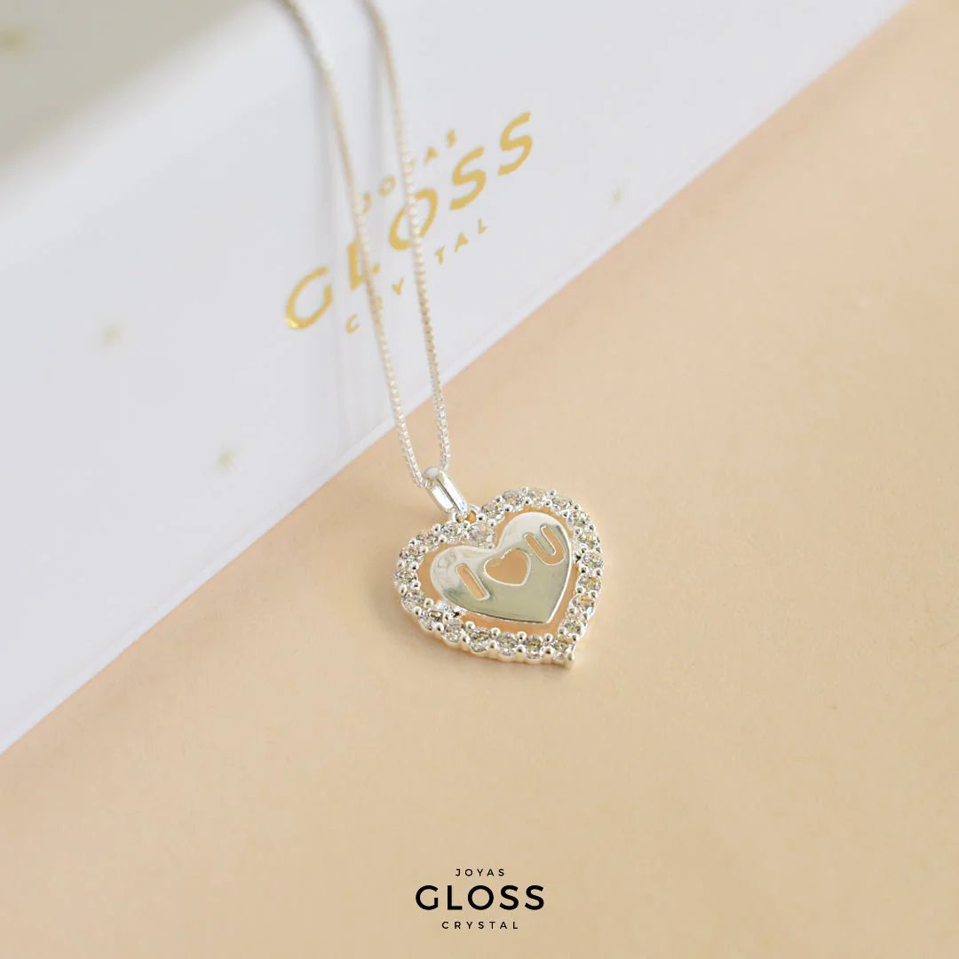 Collar I ❤ you Plata - Joyas Gloss Crystal