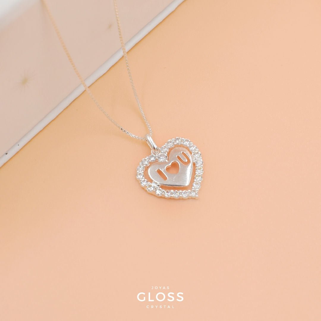 Collar I ❤ you Plata - Joyas Gloss Crystal
