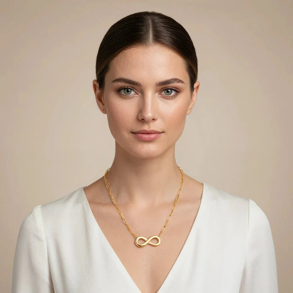 Collar Infinity enchape de Oro 18K - Joyas Gloss Crystal