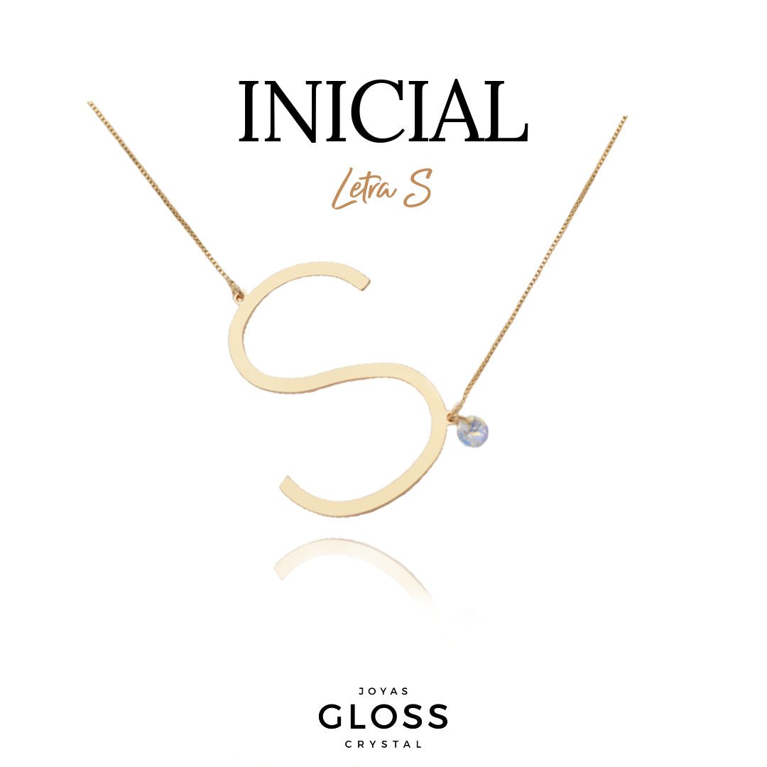 Collar Iniciales - Letra Maxi - Joyas Gloss Crystal