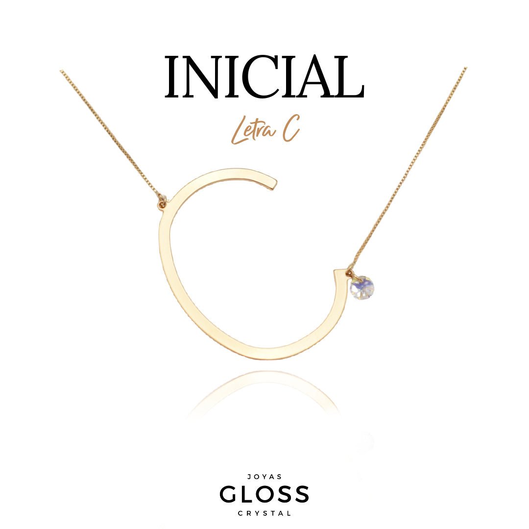 Collar Iniciales - Letra Maxi - Joyas Gloss Crystal
