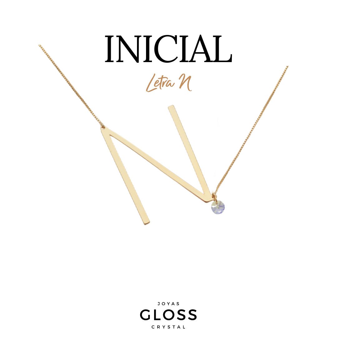 Collar Iniciales - Letra Maxi - Joyas Gloss Crystal