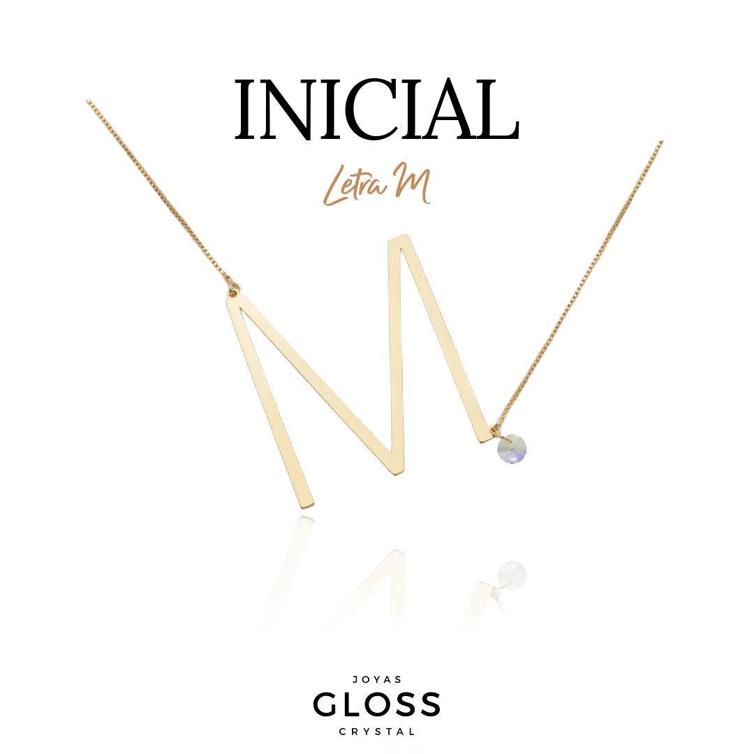 Collar Iniciales - Letra Maxi - Joyas Gloss Crystal