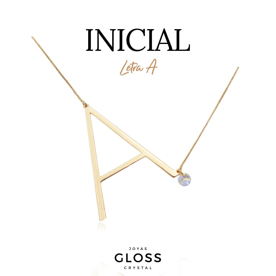 Collar Iniciales - Letra Maxi - Joyas Gloss Crystal