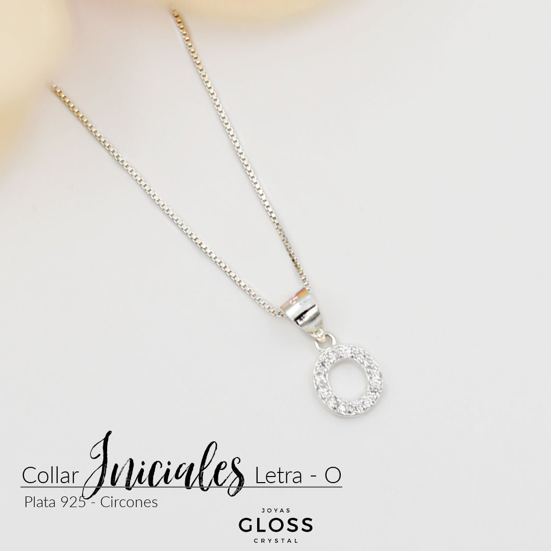 Collar Iniciales Plata - Letra Medianas - Joyas Gloss Crystal