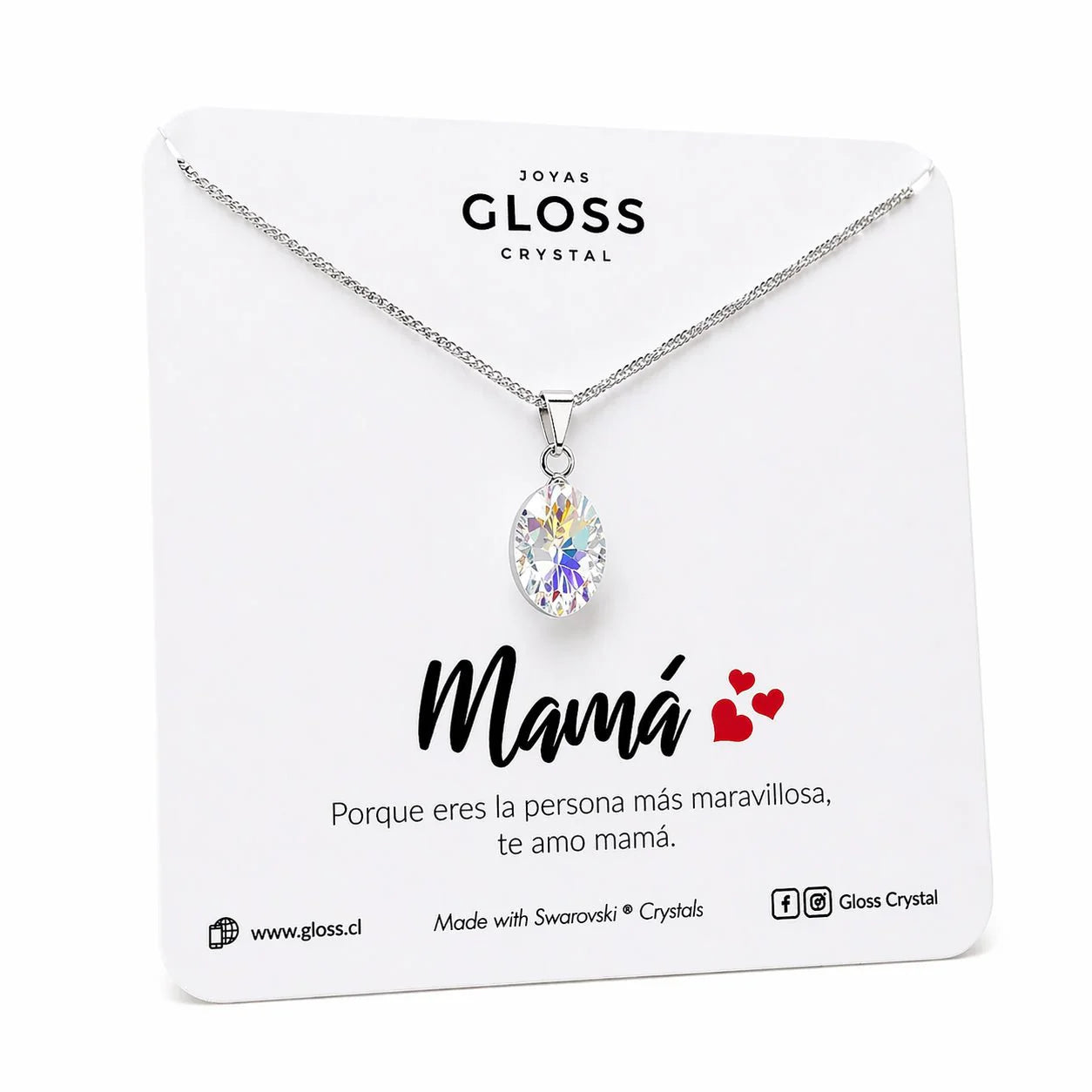 Collar Mamá Luz Ovalado Plata 925 - Joyas Gloss Crystal