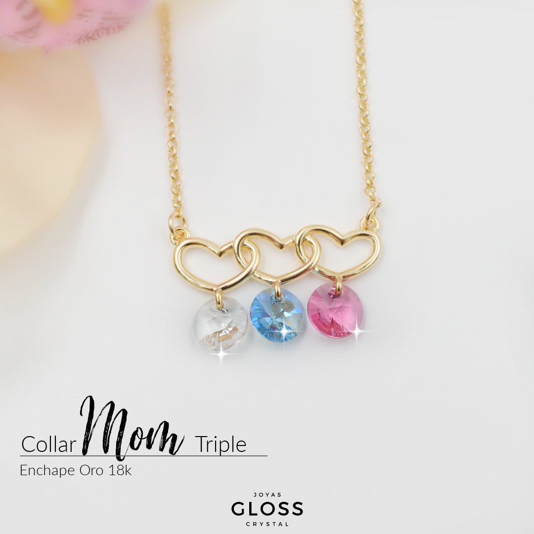 Collar Mom Triple Oro - Joyas Gloss Crystal