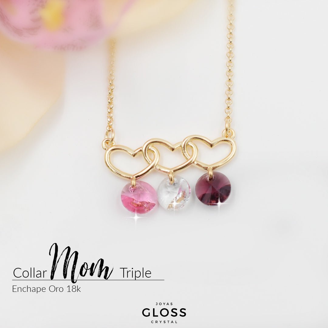 Collar Mom Triple Oro - Joyas Gloss Crystal