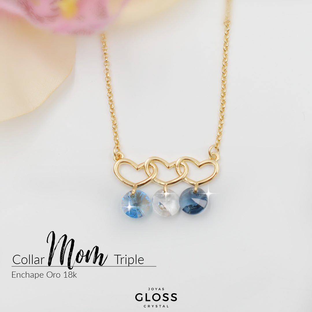 Collar Mom Triple Oro - Joyas Gloss Crystal