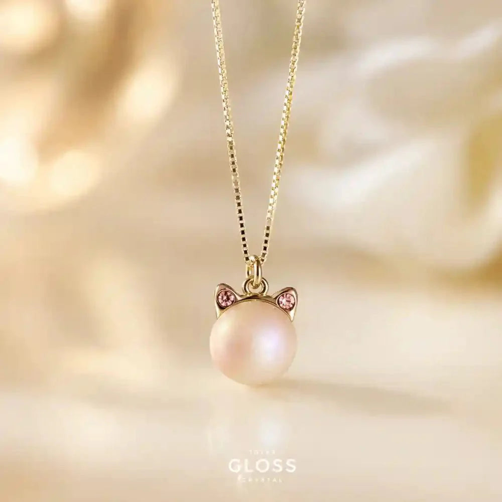 Collar Niñas Kitty Kat Plata + Swarovski - Joyas Gloss Crystal