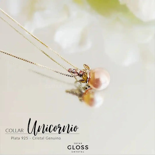 Collar Niñas Unicornio Plata + Swarovski - Joyas Gloss Crystal