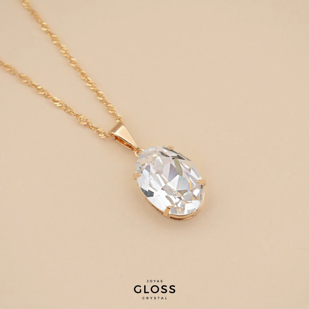 Collar Ovalado Crystal Baño de Oro - Joyas Gloss Crystal