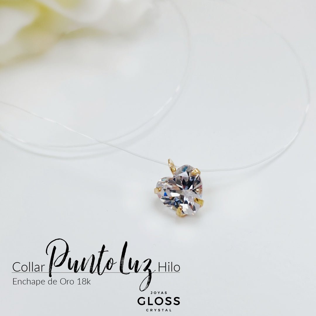 Collar Punto Luz Hilo Corazón - Joyas Gloss Crystal