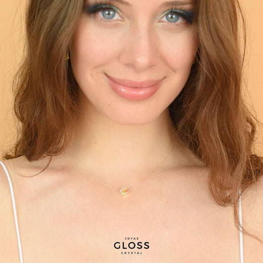 Collar Punto Luz Hilo Cristal Genuino - Joyas Gloss Crystal