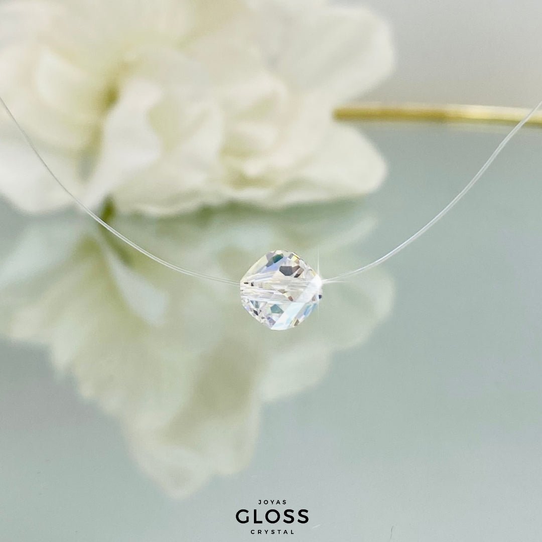 Collar Punto Luz Hilo Cristal Genuino - Joyas Gloss Crystal