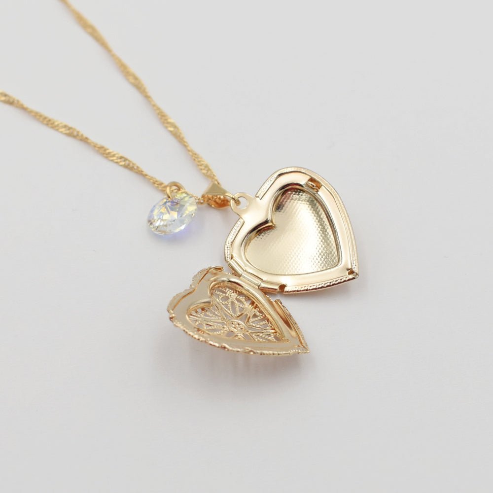 Collar Relicario Corazón Oro - Joyas Gloss Crystal