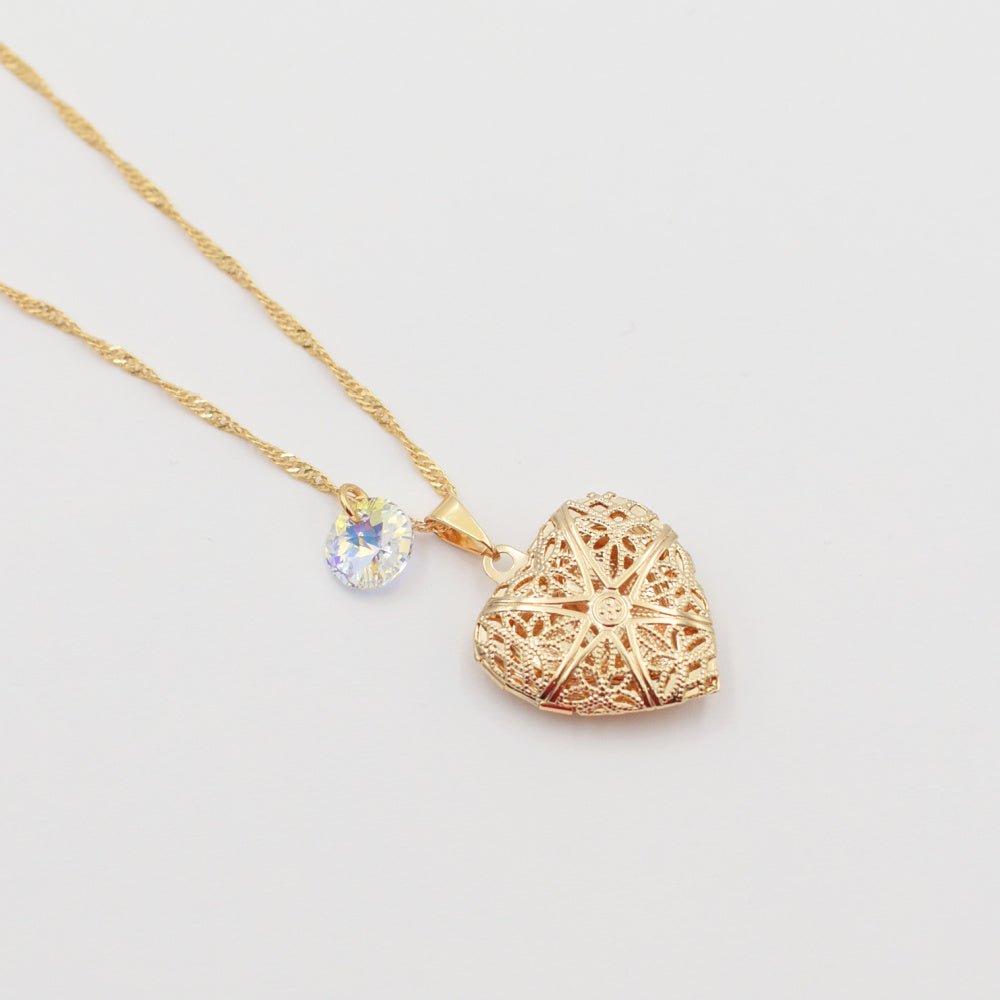 Collar Relicario Corazón Oro - Joyas Gloss Crystal