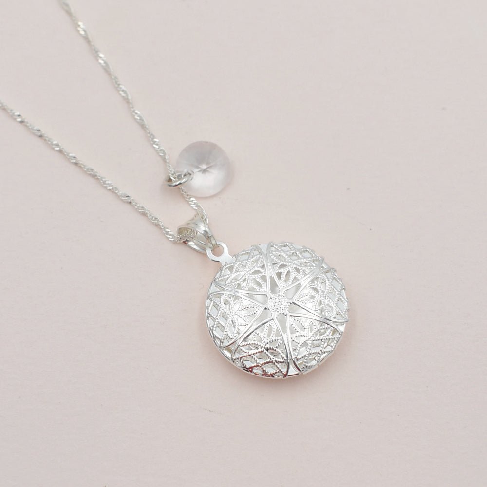 Collar Relicario Redondo Plata - Joyas Gloss Crystal