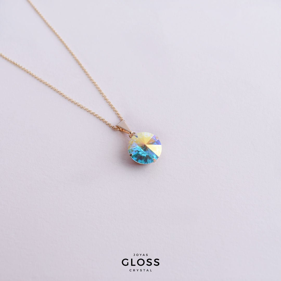 Collar Rivoli Aurora Boreal Baño de Oro - Joyas Gloss Crystal