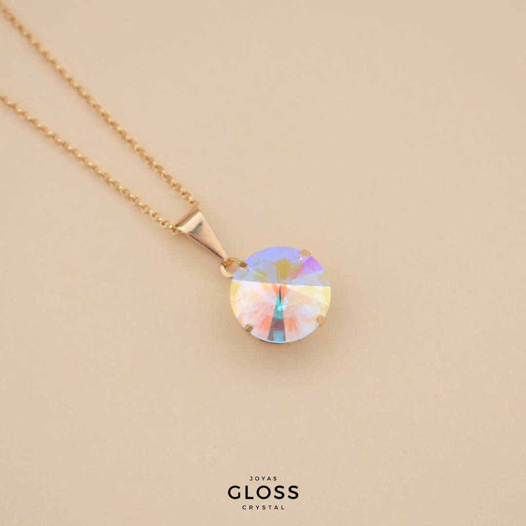 Collar Rivoli Aurora Boreal Baño de Oro - Joyas Gloss Crystal