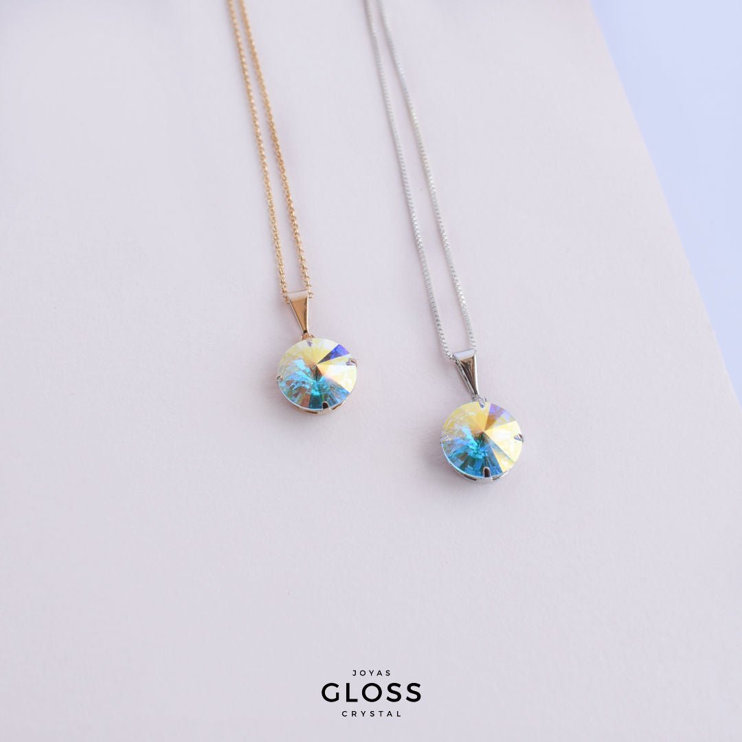 Collar Rivoli Aurora Boreal Baño de Oro - Joyas Gloss Crystal